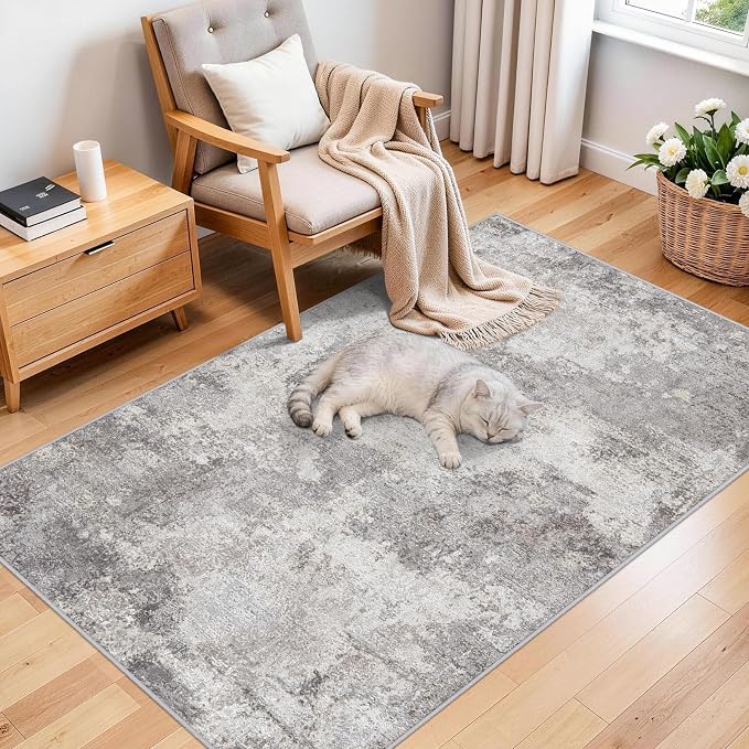 Abstract 3x5 Entryway Area Rugs: Machine Washable Anti-Slip Cozy Rug by BYYVOORugsforYourHome