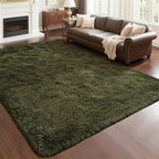 Andecor Shag Area Rug for Living Room, 6x9 Feet Olive Green Soft Fluffy Indoor by Andecor