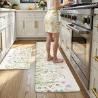 KIMODE Kitchen Mats Cushioned Anti Fatigue, Summer Farmhouse Flower Kitchen by StayinComfortCookwithJoy