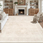 Area Rugs 9x12 Living Room: Vintage Boho Neutral Washable Rug Indoor Soft Large by Luxturiy
