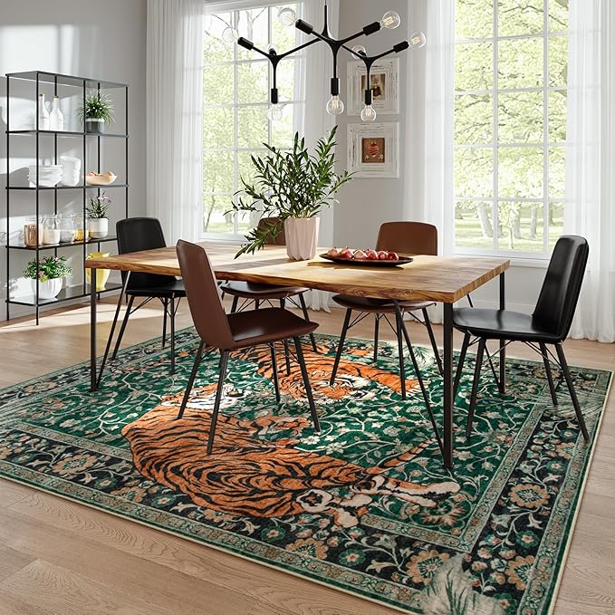 Moynesa Tiger Washable Rugs, 8x10 Area Rugs - Image 7