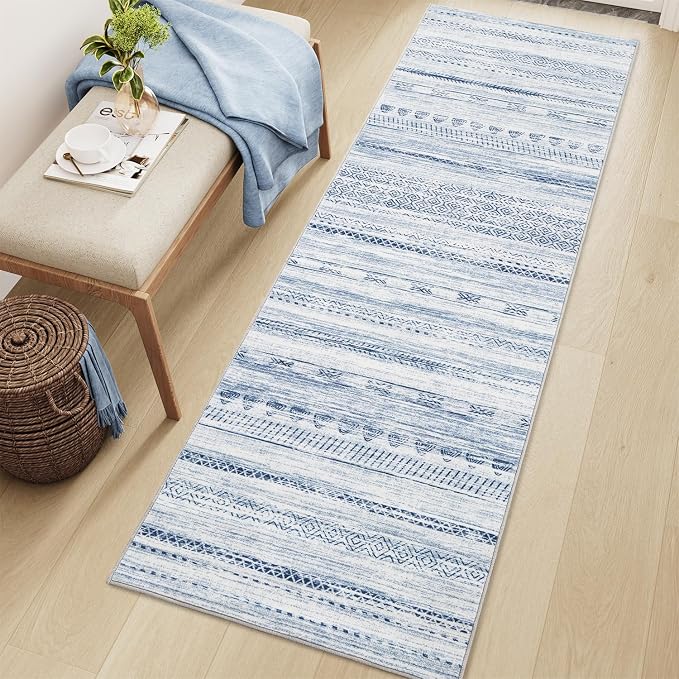 2x8 Runner Rug Machine Washable Non Slip Area Rug Distressed Neutral Moroccan by Tchdio