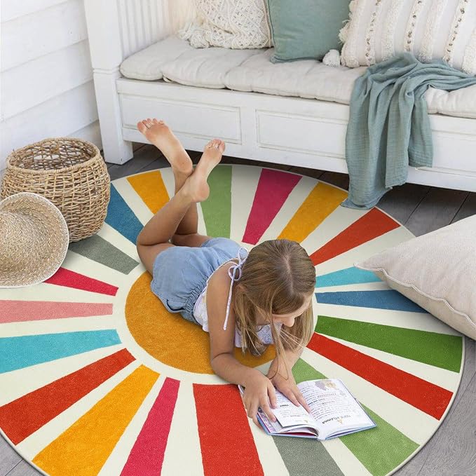 STARUIA Round Boho Rug 6 Ft Washable Round Area Rug - Image 9