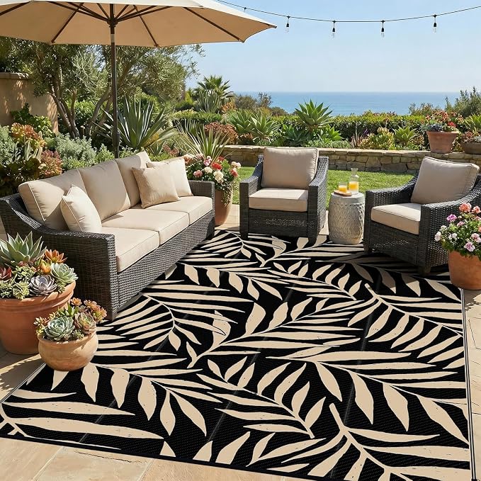 Smiry Outdoor Rug 6x9 ft, Waterproof Reversible Plastic Straw Rugs, Outdoor by Smiry
