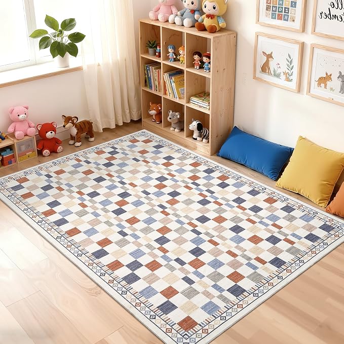 GarveeHome 5x7 Rug for Living Room Machine Washable Modern Checkered Area Rug by GarveeHome