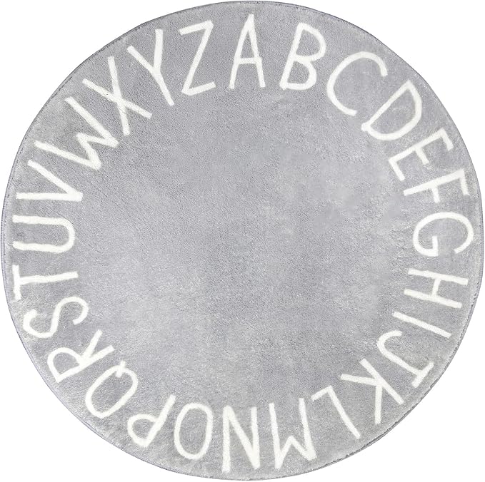 Topotdor Round Kids Play Rug Alphabet Nursery Area Rug Extra Large Soft by Topotdor