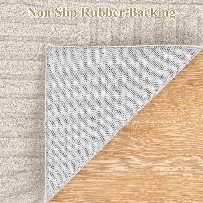 Pauwer 8x10 Washable Area Rugs for Living Room Modern Beige Solid Color Soft - Image 4