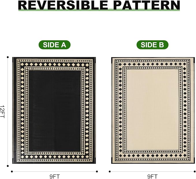 RURALITY Outdoor Rug 9x12 Waterproof - Image 2