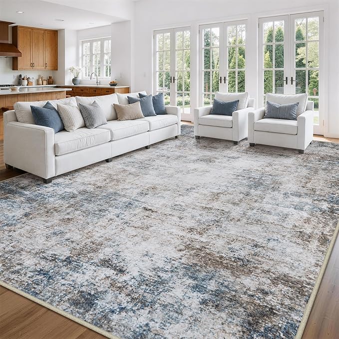 9x12 Area Rugs for Living Room Rug Washable: Abstract Large Rug for Dining Room - Image 3