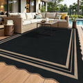 Scalloped Easy Jute Outdoor 8x10 Area Rug, Washable Outdoor Patio Rug, by LORWER