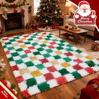 Checkered Area Rug 4x6 for Bedroom Living Room, Christmas Shag Rug Fuzzy Shaggy - Image 5