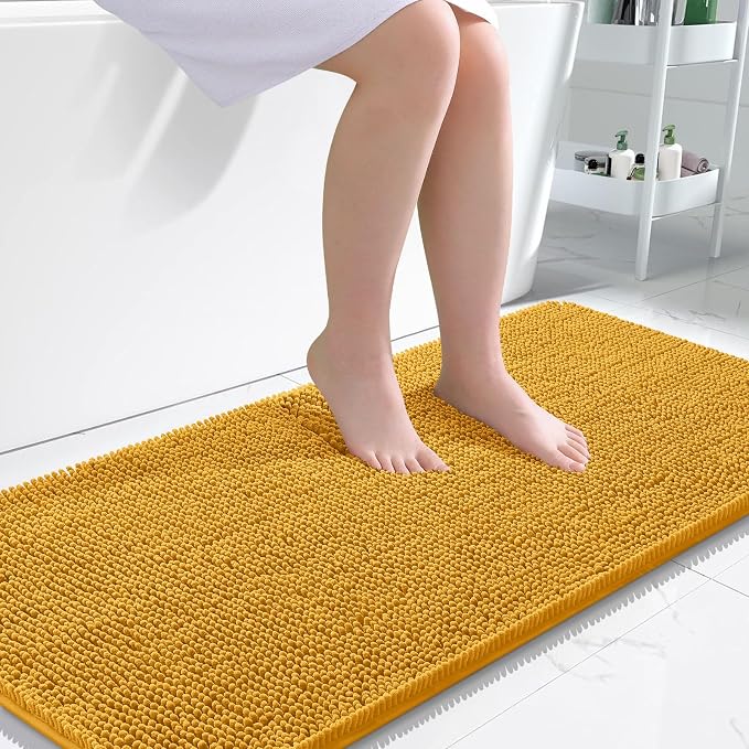 OLANLY Bathroom Runner Rugs 47x24, Soft Absorbent Chenille Bath Rugs, Rubber by OLANLY