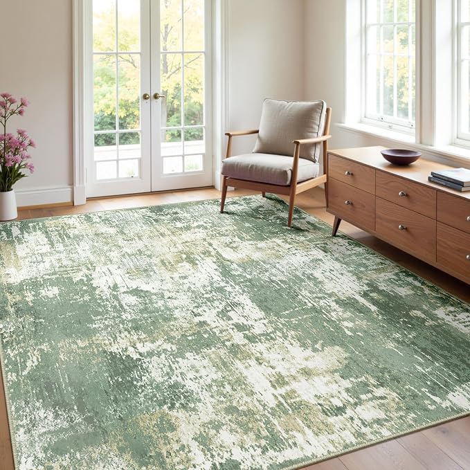 RELEANY Washable Area Rugs 4'x6' Non-Slip Modern Abstract Soft by RELEANY
