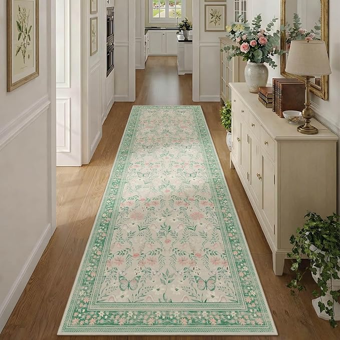 Rugxara 2'6" x 8' Floral Runner Rug, Washable Runners by Rugxara