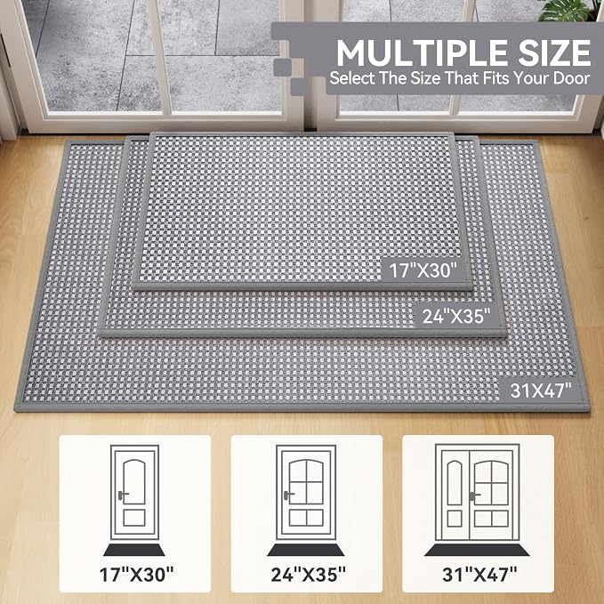 Front Door Mat 24''x35'', Absorbent Dirt Resist Washable Non Slip Low-Profile - Image 8