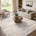 DCX Abstract Area Rug 9x12, Washable Beige Brown Modern Rug by DCXWashableRug