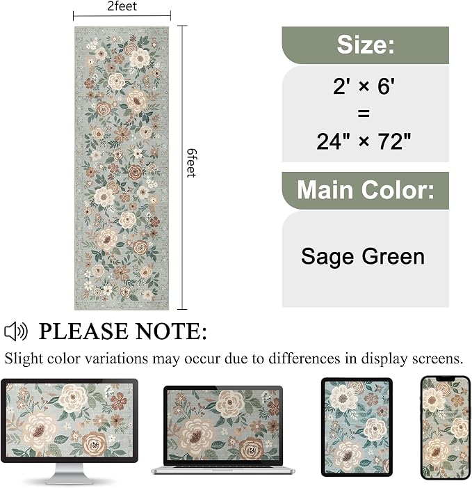 DUKINO 2x6 Runner Rug for Hallway, Washable Kitchen Runner Rug - Image 2