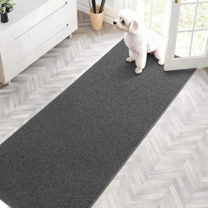 2x6 Feet Runner Rugs for Hallway, Dark-Grey Modern Soft Bedroom Bedside Rug - Image 7