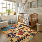 jinchan 5x7 Coastal Area Rug Kids Washable Fun Rug Colorful Ocean Fish Indoor - Image 2
