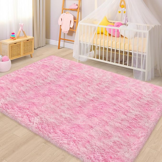 Fluffy Pink Rugs for Bedroom Girls, 5x8 Soft Fuzzy Area Rug Shag Carpet for - Image 8