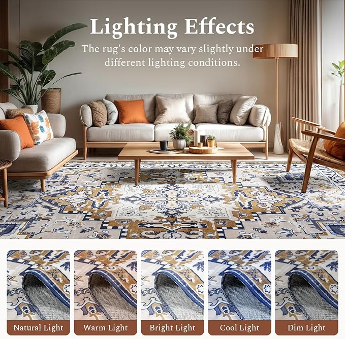 Rugflix 5x7 Area Rug for Living Room, Machine Washable Area Rugs - Image 6