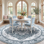 RELEANY Area Rugs Round 8ft Washable Non-Slip, Floral Vintage Distress - Image 2