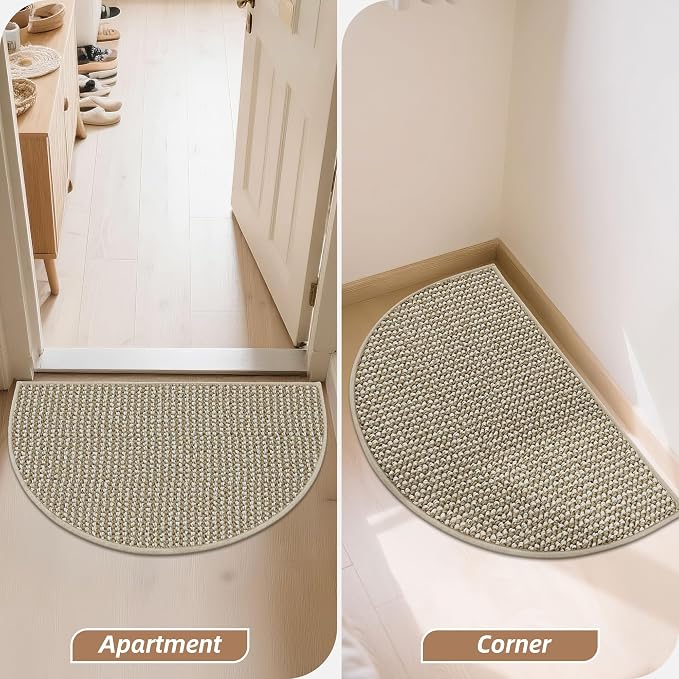 BEQHAUSE Dirt Trapper Door Mat 17" x 30" Half Circle Non-Slip Washable Doormats - Image 9