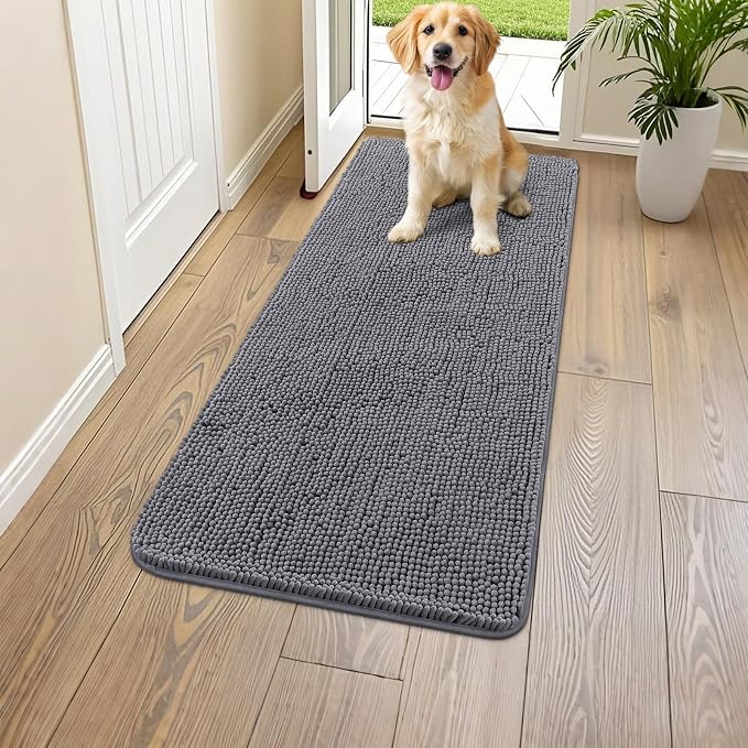 Smiry Dog Door Mat for Muddy Paws 45x27, Absorbent Dirt Trapper, Non-Slip by Smiry