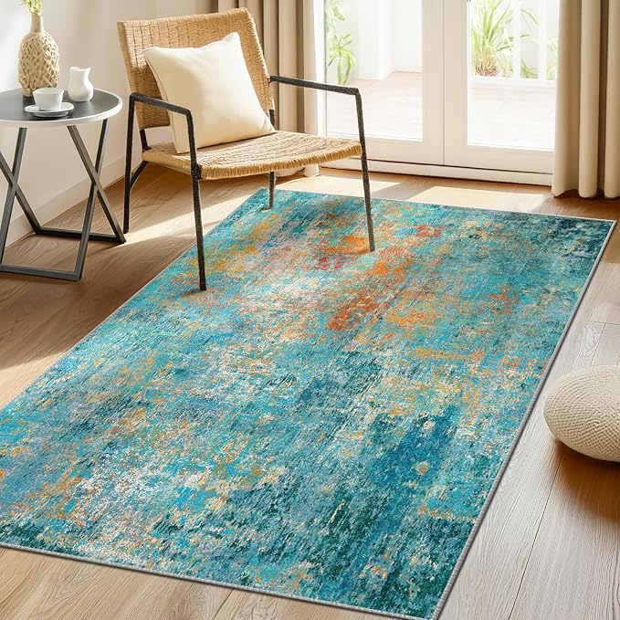 RELEANY Washable Area Rugs 3'x5' Non-Slip Modern Abstract Soft by RELEANY