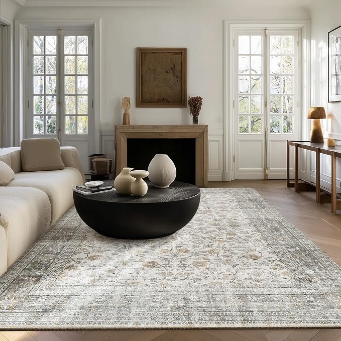 Machine Washable Rugs for Living Room: 5x7 Area Rugs for Bedroom Vintage Stain - Image 2