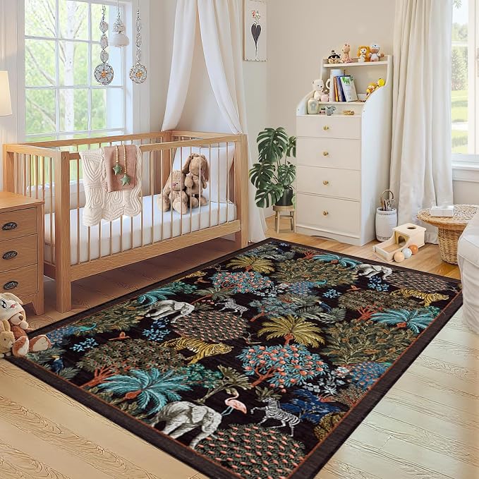 GarveeHome Jungle Animal Print Rug 4x6 Washable Area Rugs - Image 3