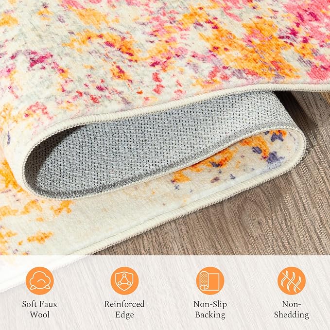 Rugflix 10x12 Area Rugs for Living Room, Washable Colorful Rainbow Rug - Image 8