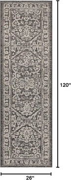 JONATHAN Y Boho Medallion Indoor Outdoor Runner Rug 2X10 Black/Gray, Malta - Image 2