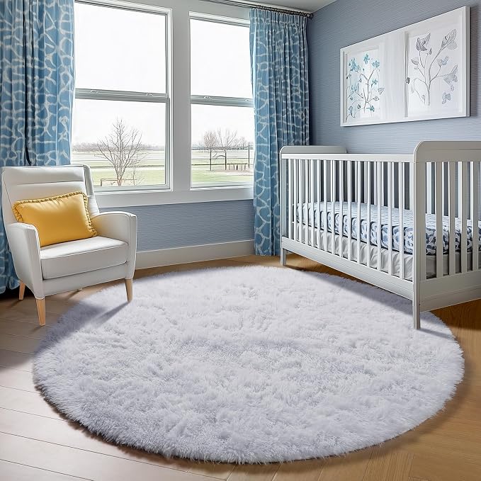 ONASAR White Round Area Rugs 5ft, Soft Bedroom Circle Rug Floor Mat - Image 9