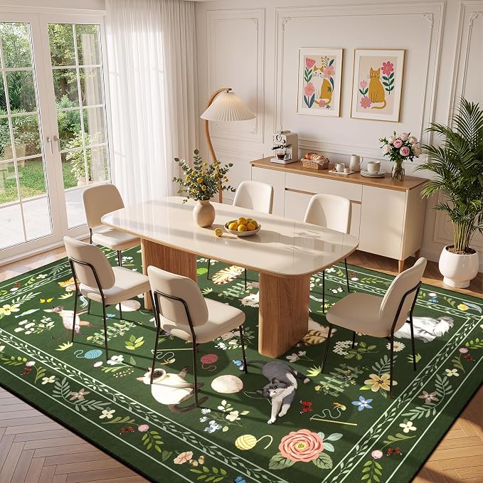 Unirea 6x9 Dark Green Cat Area Rug - Image 9