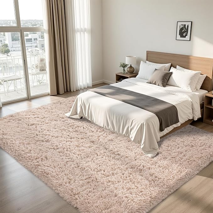 6x9 Area Rug for Living Room:Ultra Soft Fluffy Shag Beige Rugs, Large Fuzzy - Image 2