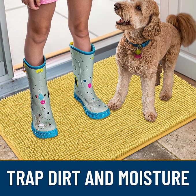 Smiry Dog Door Mat for Muddy Paws 30x20, Absorbent Dirt Trapper, Non-Slip - Image 3