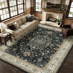 RELEANY Area Rugs 8'x10' Washable Non-Slip, Floral Vintage Distress Medallion by RELEANY