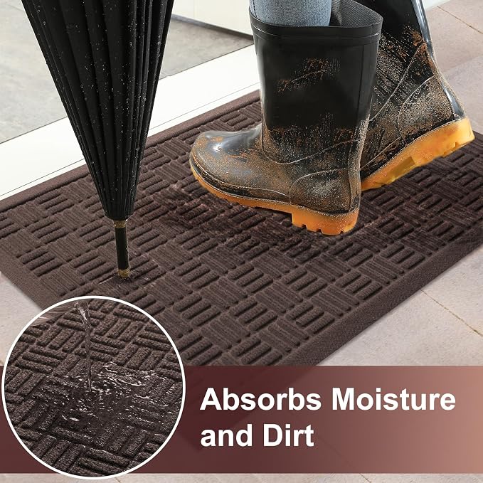 Mibao Front Door Mat Indoor Outdoor Entrance, Dirt Trapping Waterproof - Image 2