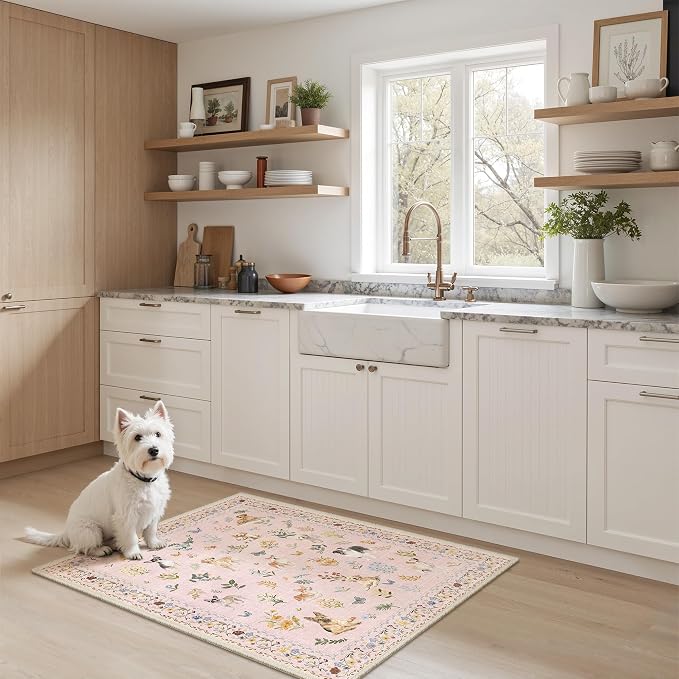 Soalmost 2x3 Dog Rugs for Entryway, Machine Washable Door Mat Animal Floral - Image 3