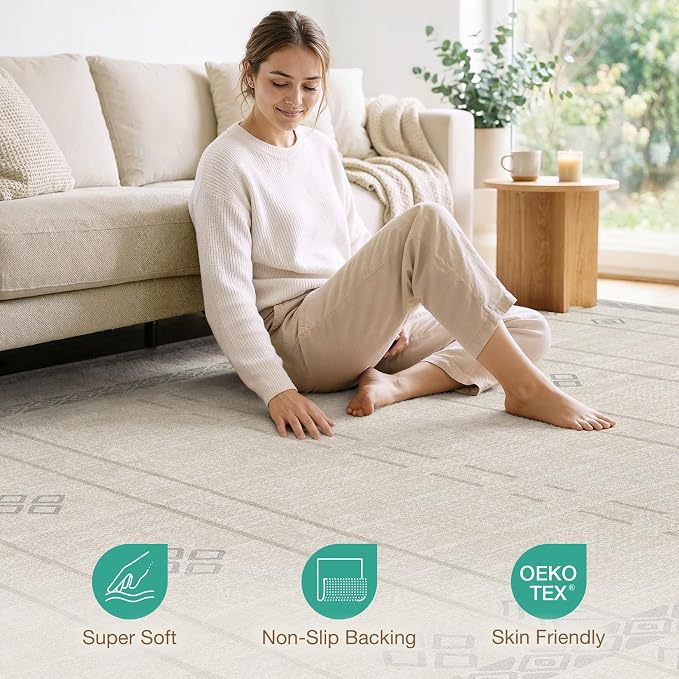 cotiled 5x7 Area Rugs Living Room Rug: Washable Boho Rugs - Image 2