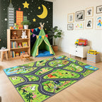 Zoo Adventure Kids Rug, Cute Animal Play Mat by BBENRON