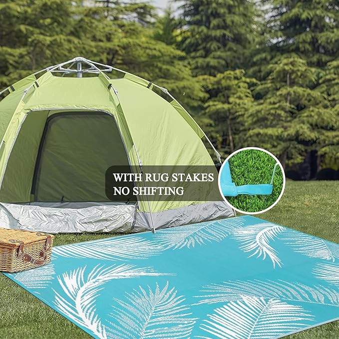 Pauwer Waterproof Outdoor Rug 5x8, Reversible Plastic Straw Patio Camping Rug - Image 6
