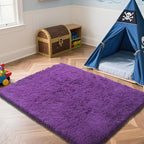 Purple Fluffy Rug Shag Area Rug, 6x9 Area Rugs - Image 2