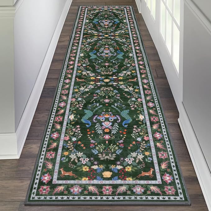 HEBE Washable Hallway Runner Rug 2'x 8' Non Slip Kitchen Rugs Runner, Low Pile by HEBE