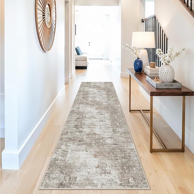 2x8 Washable Non-Slip Hallway Runner Rug – Modern Abstract Soft Carpet - Image 3