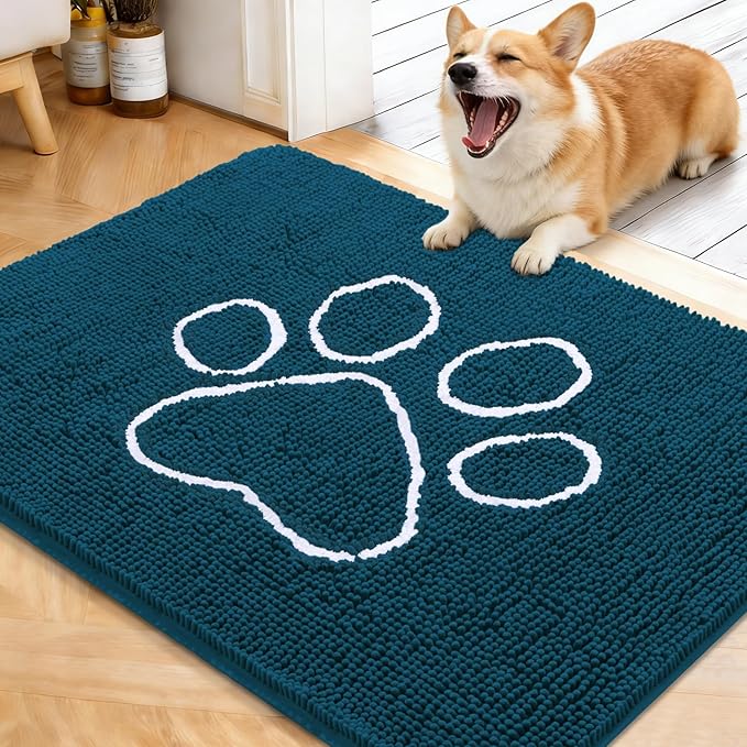 OLANLY Dog Door Mat for Muddy Paws 40x32, Paw Print Design, Absorbs Moisture by OLANLY