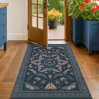 Blue Vintage Boho Area Rug 3x6, Washable Non Slip Indoor Carpet by HazoHaus