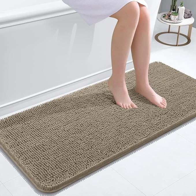 OLANLY Bathroom Runner Rugs 47x20, Soft Absorbent Chenille Bath Rugs, Rubber by OLANLY