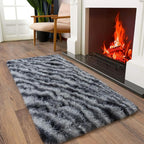 Soft Runner Rugs for Bedroom Hallways, 2x4 Black and White Fluffy Shag Throw - Image 4